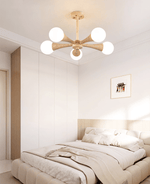 Arbor Travertine Chandelier | Natural Stone & Wood Pendant Light for Dining Room