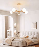 Arbor Travertine Chandelier | Natural Stone & Wood Pendant Light for Dining Room