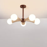 Arbor Travertine Chandelier | Natural Stone & Wood Pendant Light for Dining Room