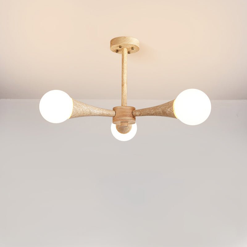 Arbor Travertine Chandelier | Natural Stone & Wood Pendant Light for Dining Room