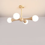 Arbor Travertine Chandelier | Natural Stone & Wood Pendant Light for Dining Room
