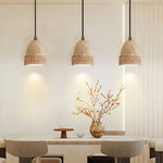 Arbor Nest Travertine Pendant Light with Rattan Accent