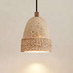 Arbor Nest Travertine Pendant Light with Rattan Accent