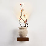 Arbor Sculptural Wall Sconce in Yellow Travertine and Wood