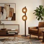 Arbor Twin Disc Floor Lamp — Sculptural Wooden Designer Floor Light