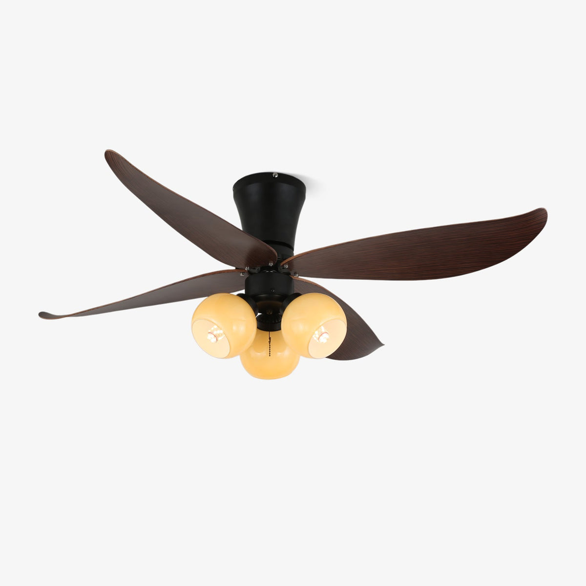 Arbora Bloom Ceiling Fan Light with Walnut Blades and Glass Globes