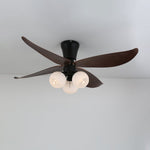 Arbora Bloom Ceiling Fan Light with Walnut Blades and Glass Globes