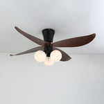 Arbora Bloom Ceiling Fan Light with Walnut Blades and Glass Globes