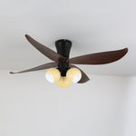 Arbora Bloom Ceiling Fan Light with Walnut Blades and Glass Globes