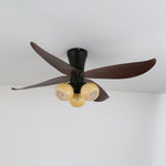 Arbora Bloom Ceiling Fan Light with Walnut Blades and Glass Globes