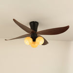 Arbora Bloom Ceiling Fan Light with Walnut Blades and Glass Globes