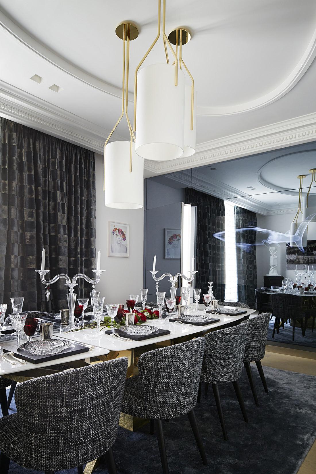 Arborescence Brass Linen Chandelier – Modern Minimalist Pendant for Dining and Foyer