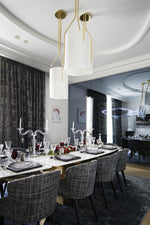 Arborescence Brass Linen Chandelier – Modern Minimalist Pendant for Dining and Foyer