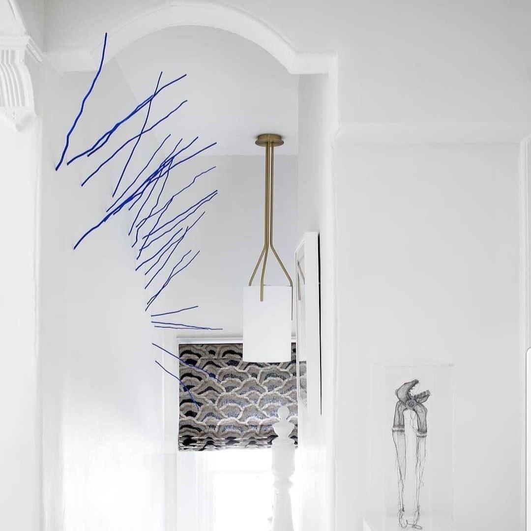 Arborescence Brass Linen Chandelier – Modern Minimalist Pendant for Dining and Foyer