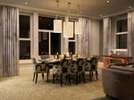 Arborescence Brass Linen Chandelier – Modern Minimalist Pendant for Dining and Foyer