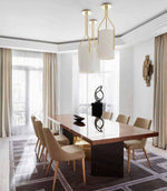 Arborescence Brass Linen Chandelier – Modern Minimalist Pendant for Dining and Foyer