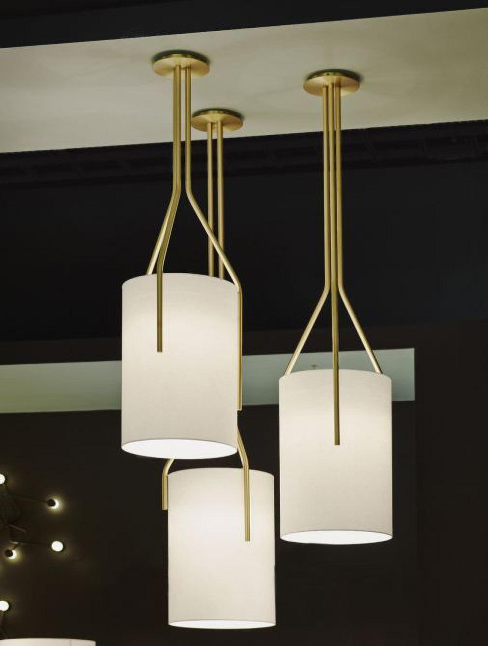 Arborescence Brass Linen Chandelier – Modern Minimalist Pendant for Dining and Foyer
