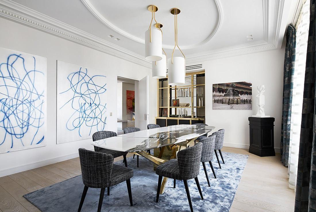 Arborescence Brass Linen Chandelier – Modern Minimalist Pendant for Dining and Foyer