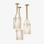 Arborescence Brass Linen Chandelier – Modern Minimalist Pendant for Dining and Foyer