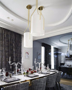 Arborescence Brass Linen Chandelier – Modern Minimalist Pendant for Dining and Foyer