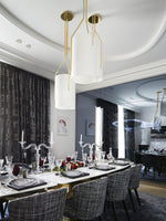 Arborescence Brass Linen Chandelier – Modern Minimalist Pendant for Dining and Foyer