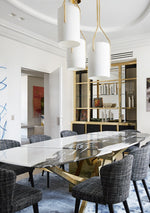 Arborescence Brass Linen Chandelier – Modern Minimalist Pendant for Dining and Foyer
