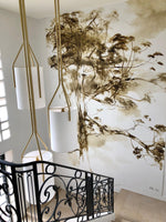 Arborescence Brass Linen Chandelier – Modern Minimalist Pendant for Dining and Foyer
