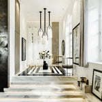 Arborescence Brass Linen Chandelier – Modern Minimalist Pendant for Dining and Foyer