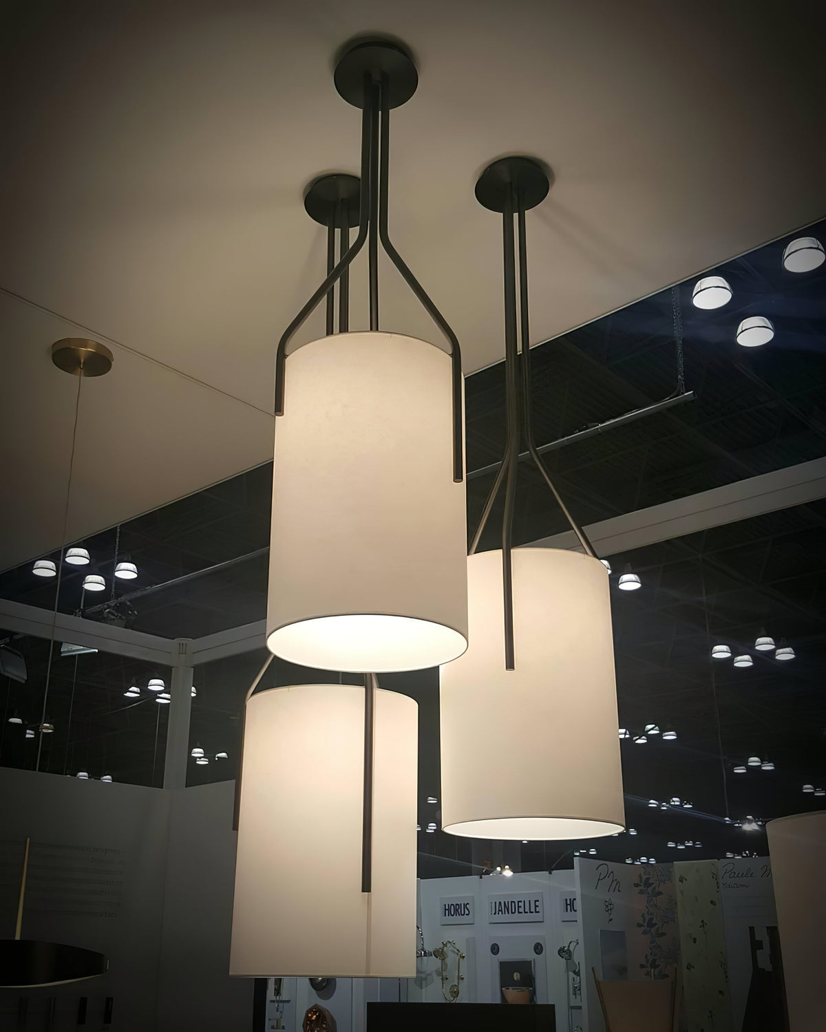Arborescence Brass Linen Chandelier – Modern Minimalist Pendant for Dining and Foyer