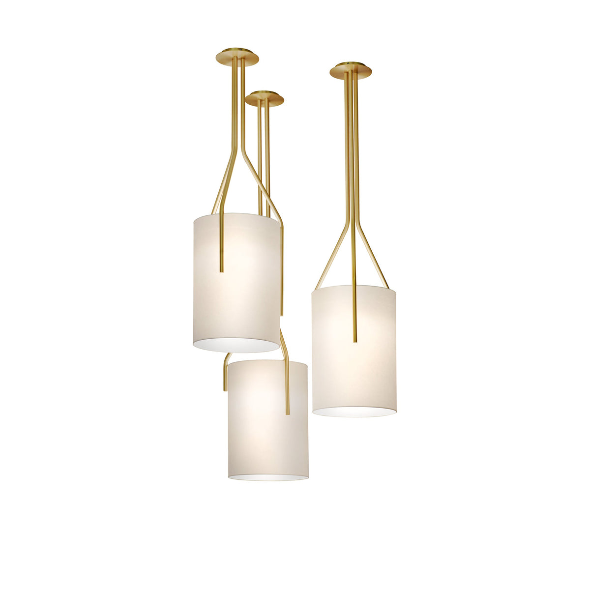 Arborescence Brass Linen Chandelier – Modern Minimalist Pendant for Dining and Foyer