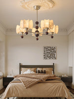 Arboris Floral Chandelier – Designer Fabric Pendant Light with Wood Accents