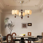 Arboris Floral Chandelier – Designer Fabric Pendant Light with Wood Accents