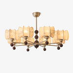 Arboris Floral Chandelier – Designer Fabric Pendant Light with Wood Accents