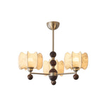 Arboris Floral Chandelier – Designer Fabric Pendant Light with Wood Accents