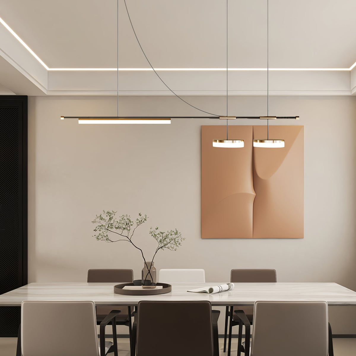 Arc Horizon Linear LED Island Pendant Light for Modern Interiors