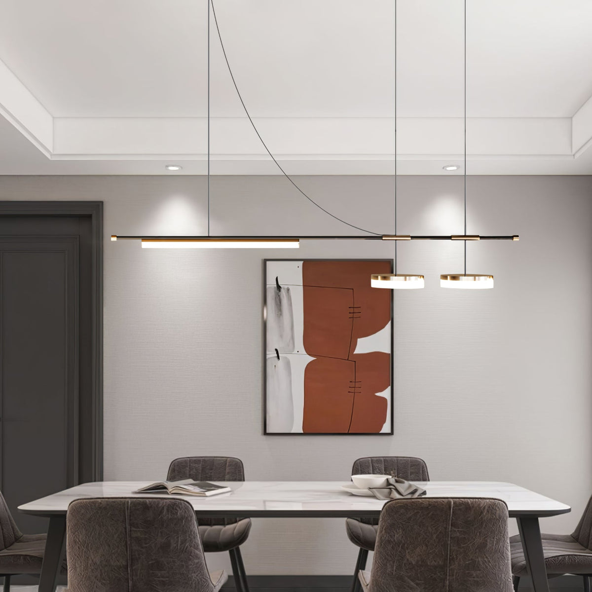 Arc Horizon Linear LED Island Pendant Light for Modern Interiors