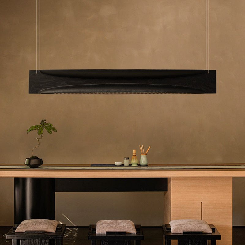 Arcadia Wave Linear Wood LED Pendant Light for Dining Room and Kitchen Island