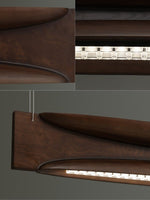 Arcadia Wave Linear Wood LED Pendant Light for Dining Room and Kitchen Island