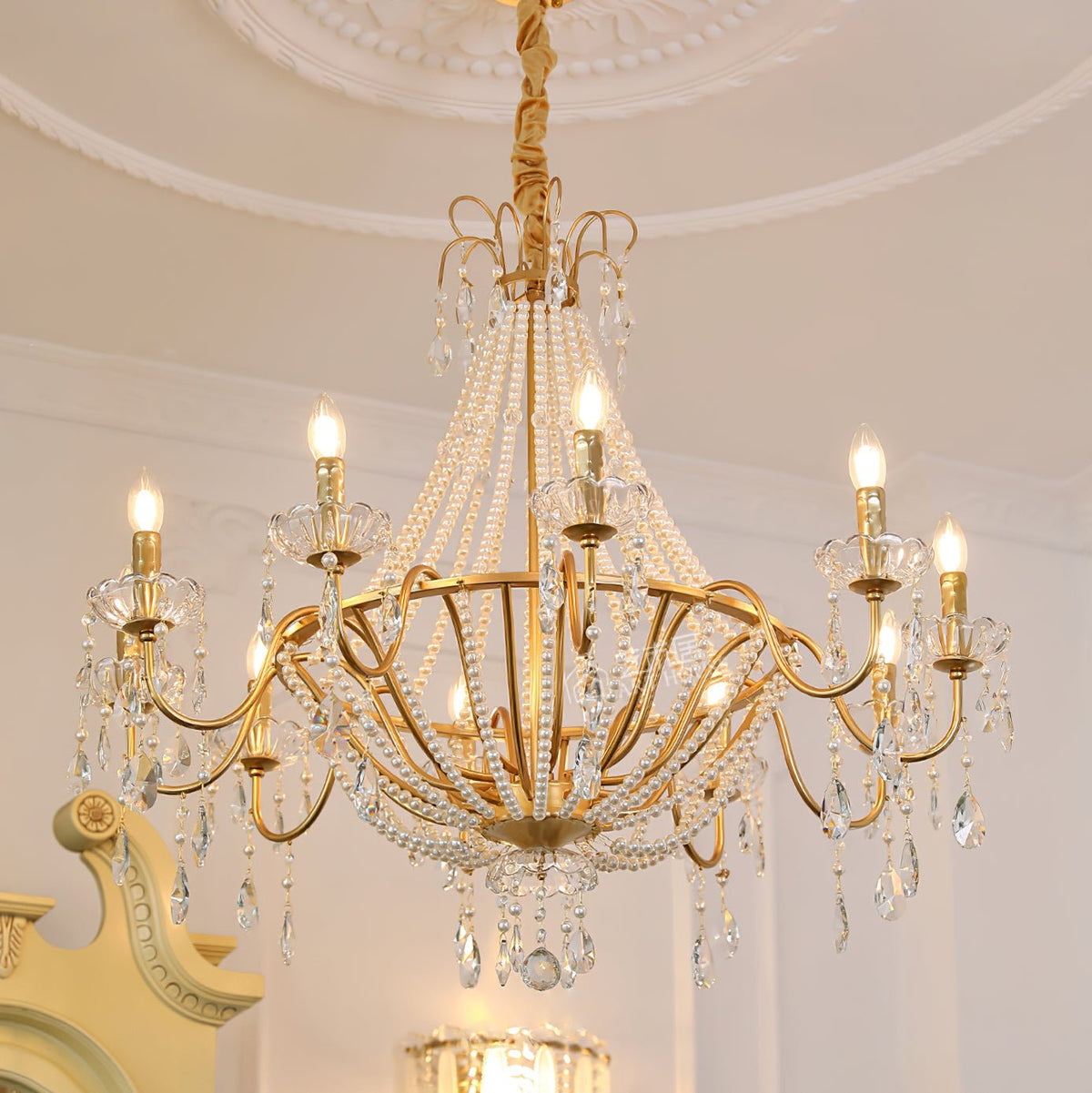 Arcadia Gold Crystal Chandelier – Modern Designer Ceiling Light for Elegant Interiors