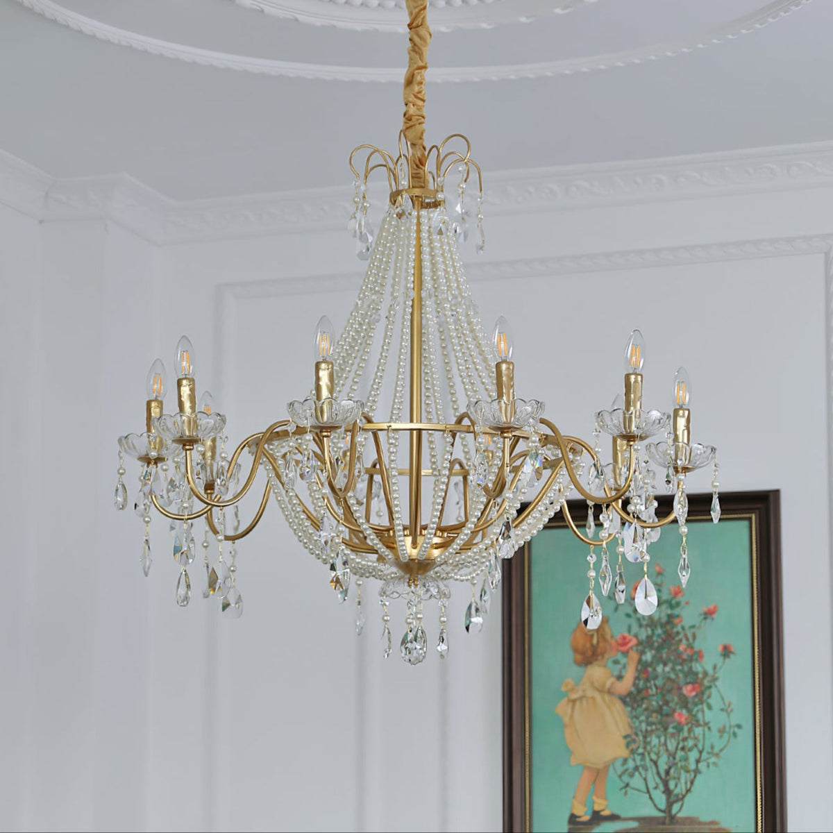 Arcadia Gold Crystal Chandelier – Modern Designer Ceiling Light for Elegant Interiors