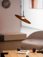 Arcadian Wood Grain Dome Pendant Light with Integrated LED