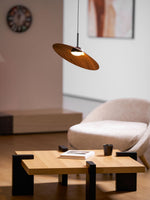 Arcadian Wood Grain Dome Pendant Light with Integrated LED