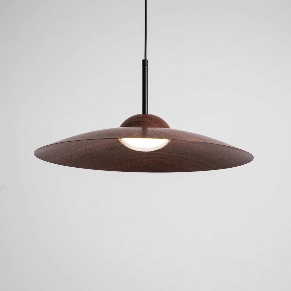 Arcadian Wood Grain Dome Pendant Light with Integrated LED