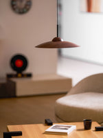Arcadian Wood Grain Dome Pendant Light with Integrated LED