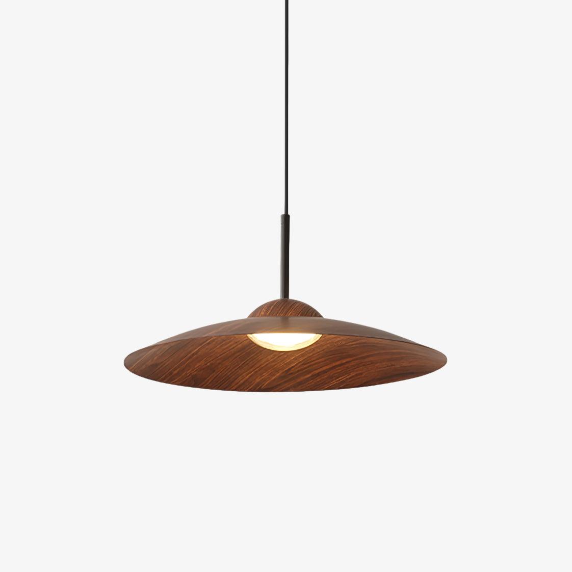 Arcadian Wood Grain Dome Pendant Light with Integrated LED