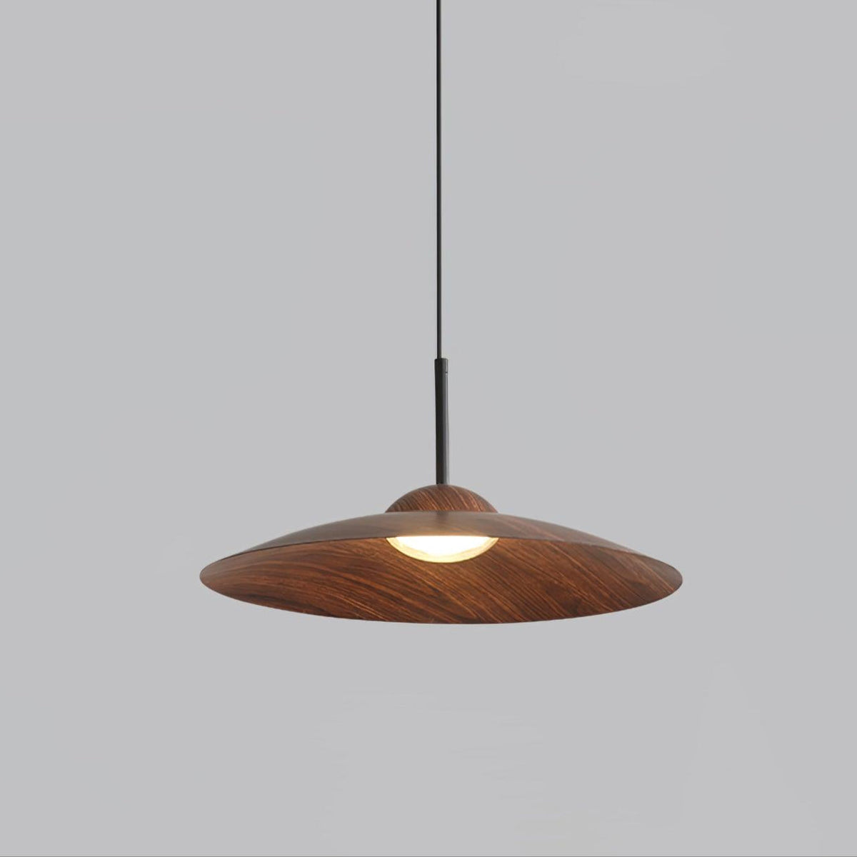 Arcadian Wood Grain Dome Pendant Light with Integrated LED