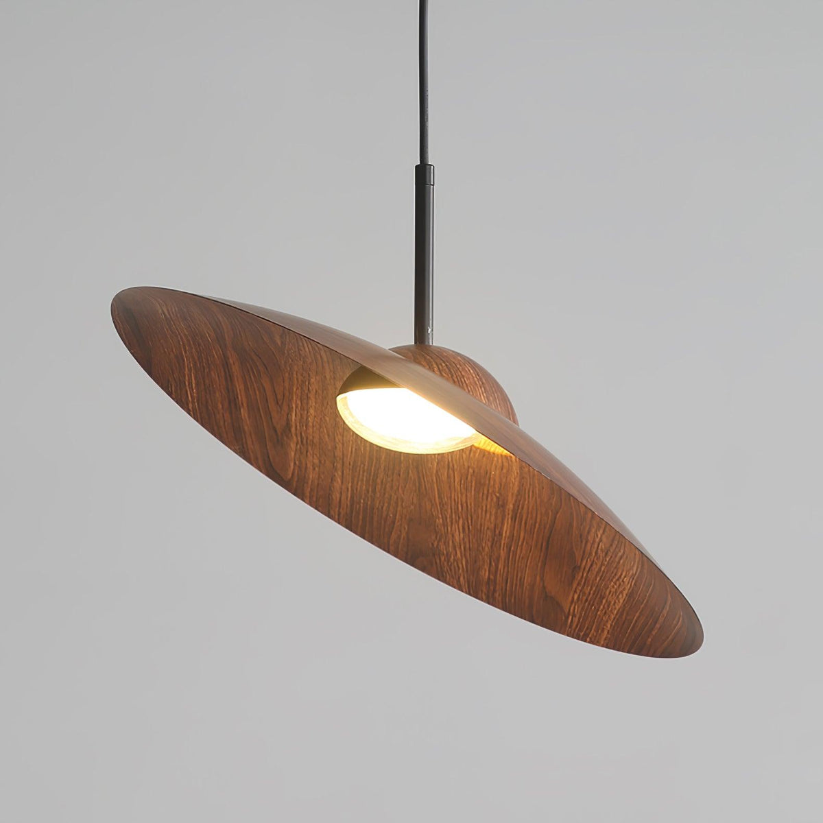 Arcadian Wood Grain Dome Pendant Light with Integrated LED