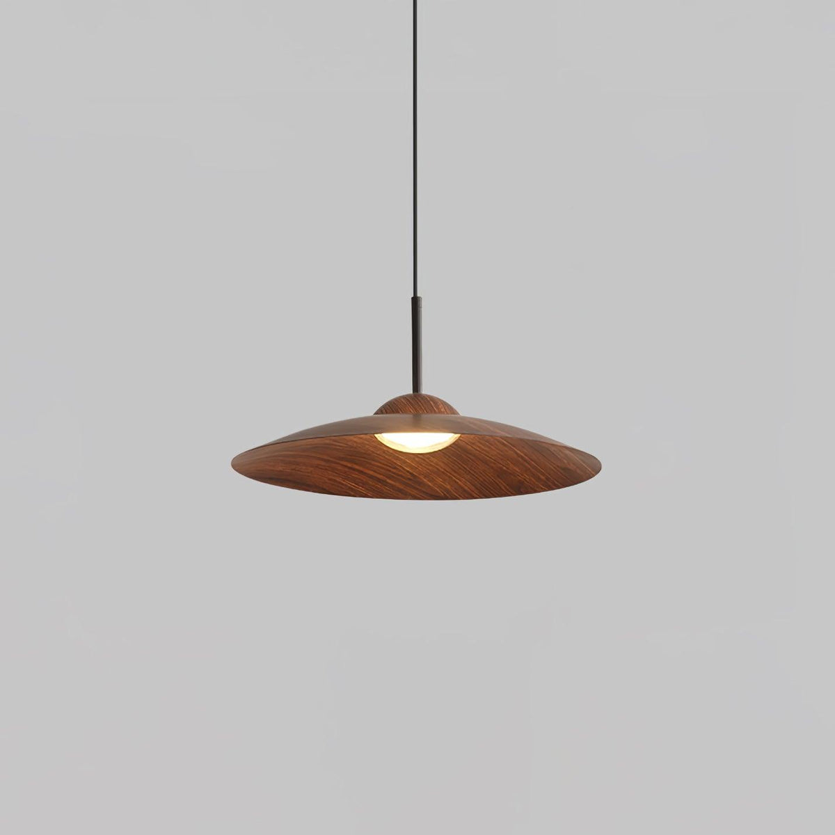 Arcadian Wood Grain Dome Pendant Light with Integrated LED