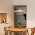 Arcadian Wood Grain Dome Pendant Light with Integrated LED