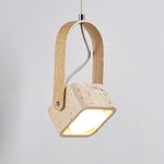 Arcello Pendant Light in Oak and Travertine | Sculptural Modern Pendant